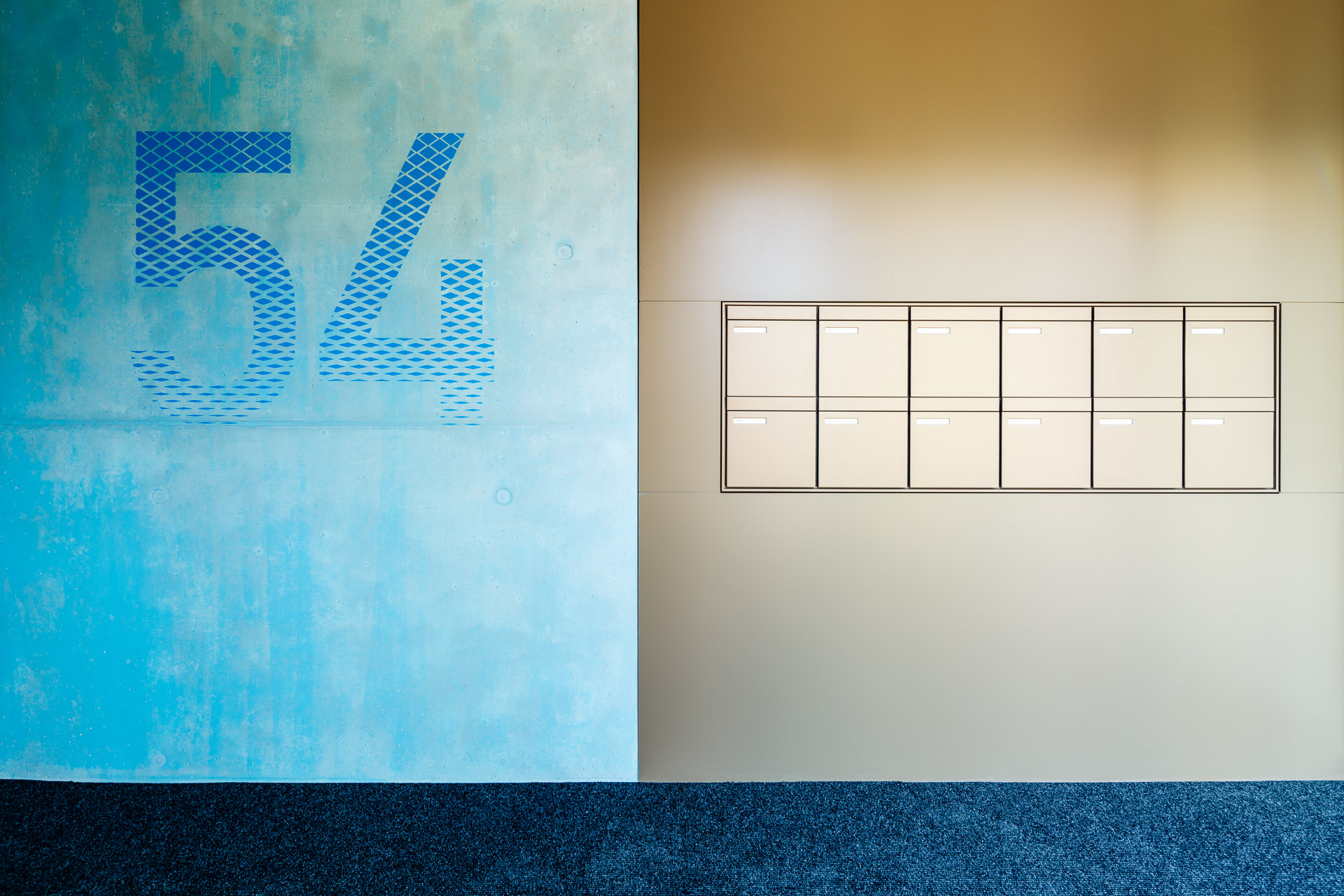 54 wall sign and mail boxes in MyCocoon, Glattpark Zurich, Switzerland
