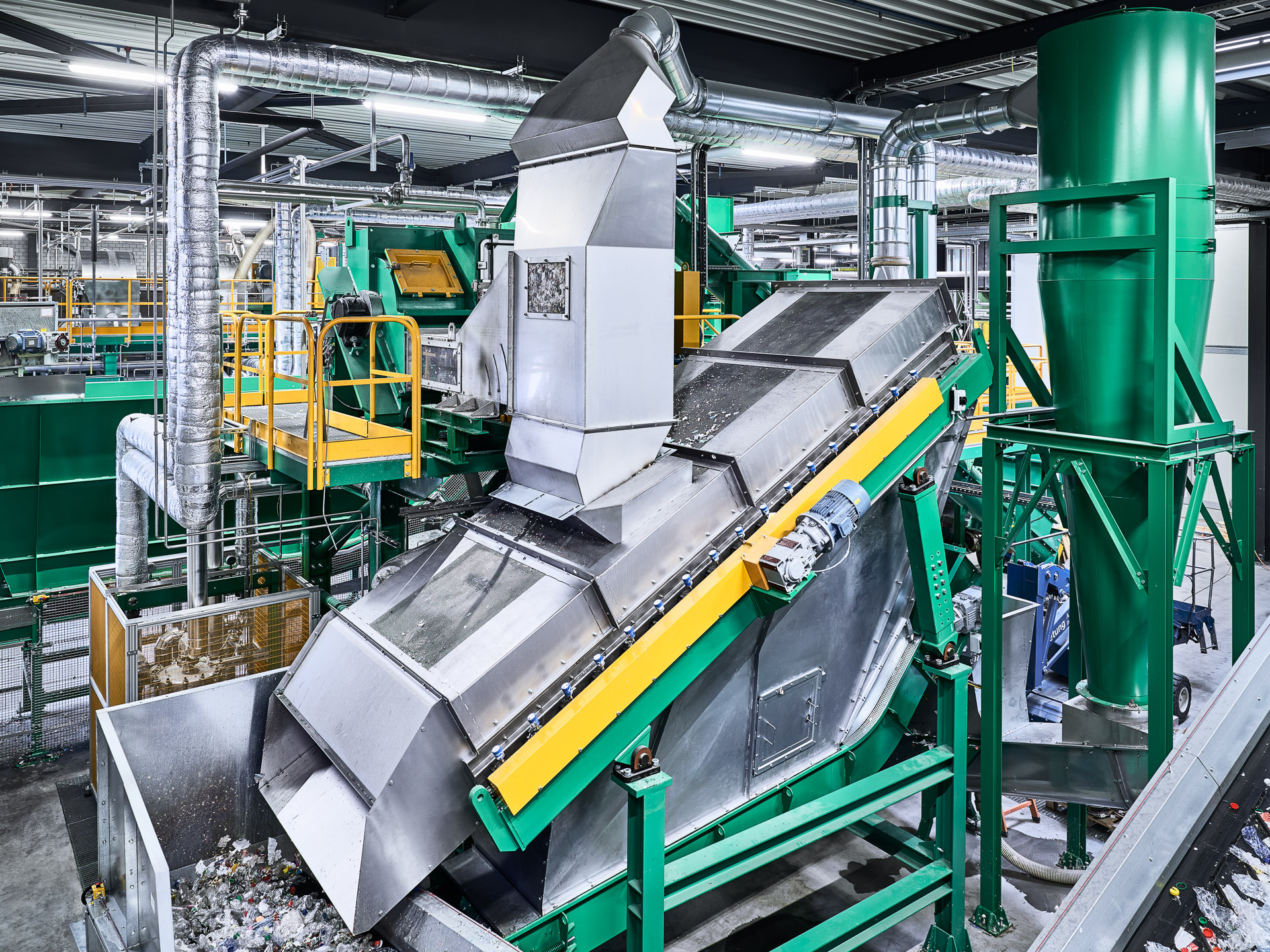 Industrial photography of a PET recycling plant in Switzerland by Philippe Wiget