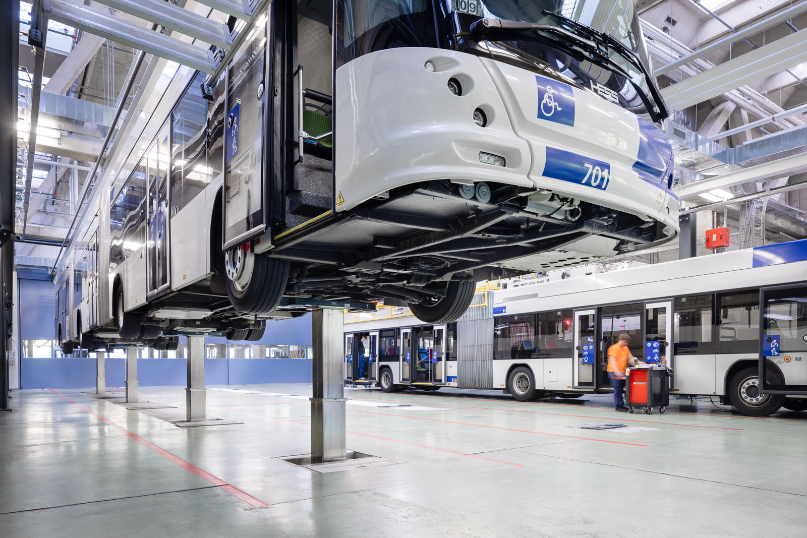 Bus garage Lausanne, Geneva, technical installation and product reference photography